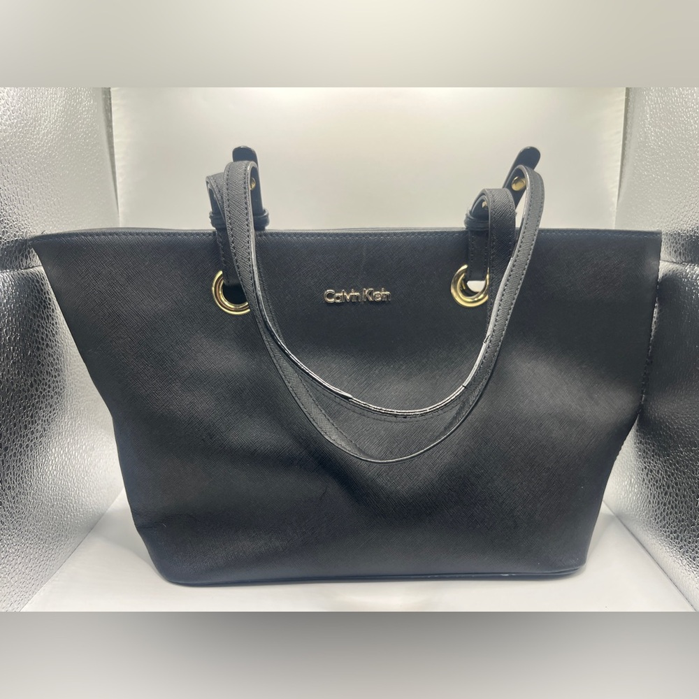 Calvin Klein Black Handbag with Gold Accents